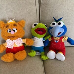 Disney Muppet Babies Plush Set Kermit, Gonzo, Fozzie Bear